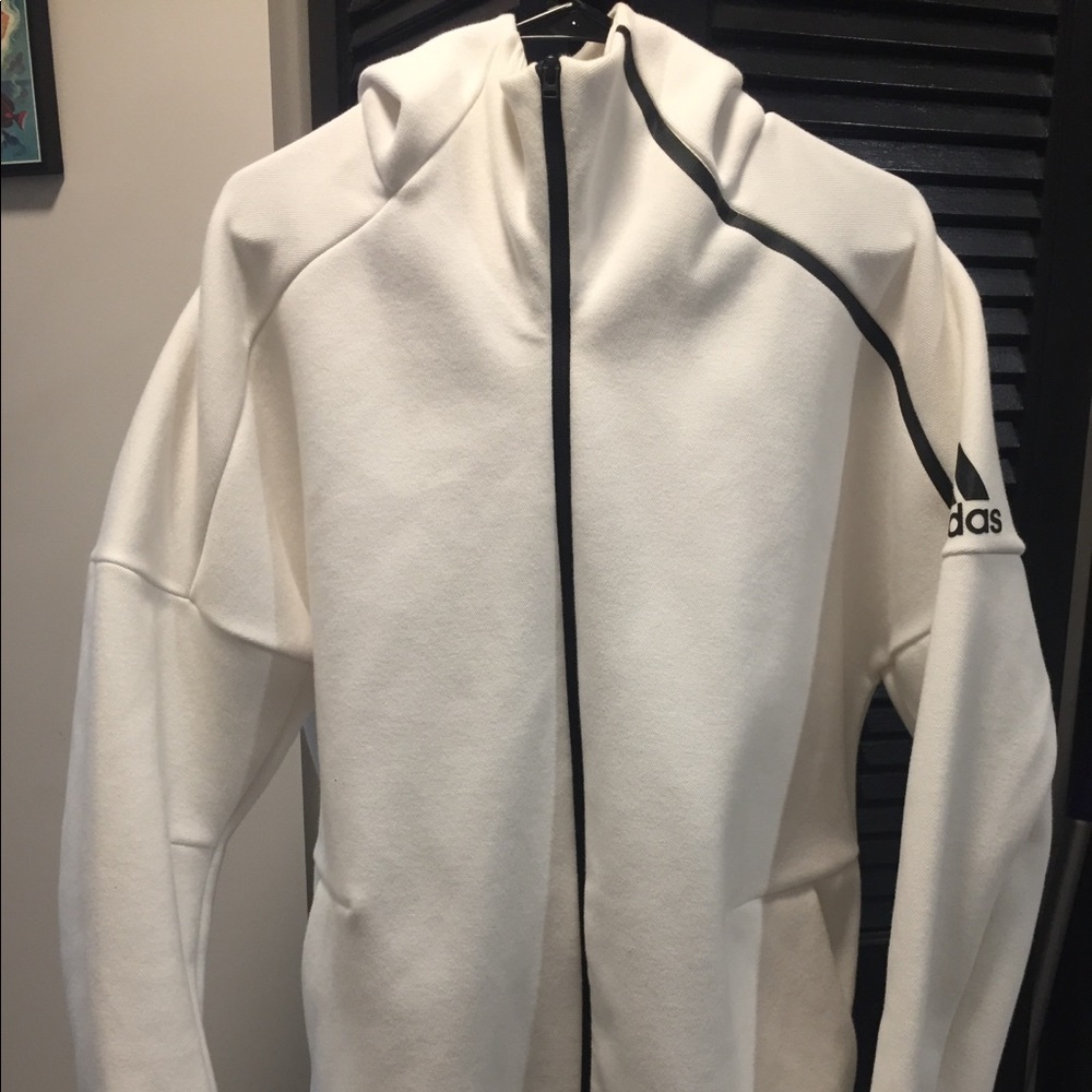 adidas zip-up hoodie, white size XL